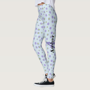 Paarse Groene Polka Dot Persoonlijke kleding Leggings