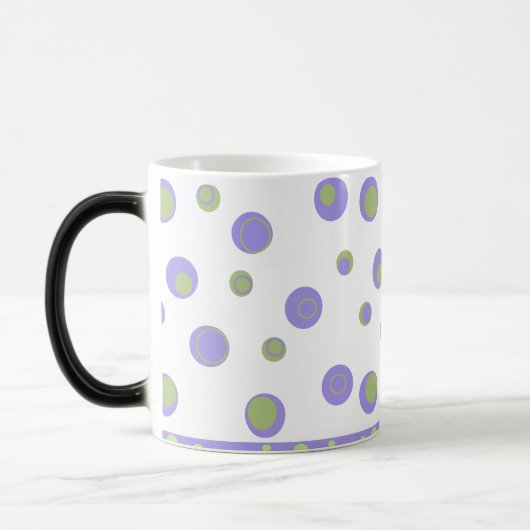 Paarse Groene Polka Dots Monogramed Magische Mok (Links)