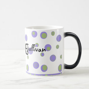 Paarse Groene Polka Dots Monogramed Magische Mok