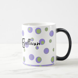 Paarse Groene Polka Dots Monogramed Magische Mok