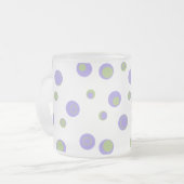 Paarse Groene Polka Dots Monogramed Matglas Koffiemok (Voorkant links)