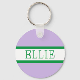 Paarse groene preppy gepersonaliseerde rugzak Labe Sleutelhanger