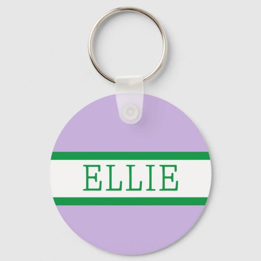 Paarse groene preppy gepersonaliseerde rugzak Labe Sleutelhanger (Voorkant)