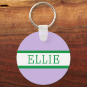 Paarse groene preppy gepersonaliseerde rugzak Labe Sleutelhanger (Voorkant)