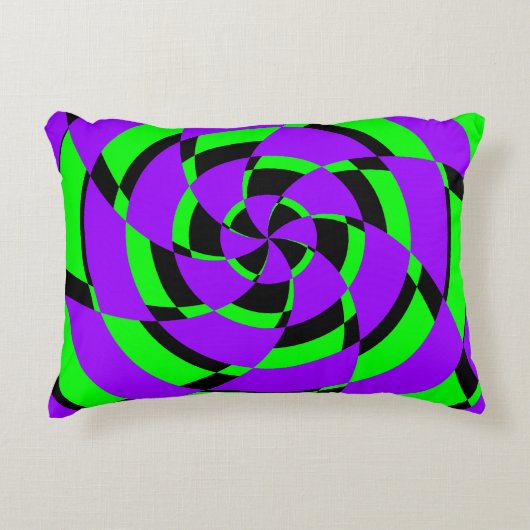 Paarse Groene Psychedelische Draaikolk Moderne Kun Accent Kussen (Voorkant)