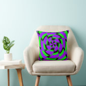 Paarse Groene Psychedelische Draaikolk Moderne Kun Kussen (Stoel)