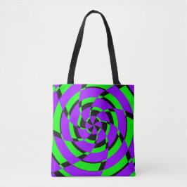 Paarse Groene Psychedelische Draaikolk Moderne Kun Tote Bag