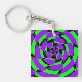 Paarse Groene Psychedelische Werveling Moderne Kun Sleutelhanger