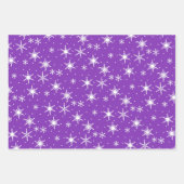 Paarse groene puinroze kerstsnowflake set van gro inpakpapier vel (Voorkant)