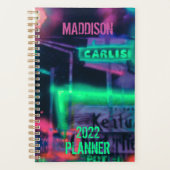 Paarse groene rode neon lights Medley Planner (Voorkant)