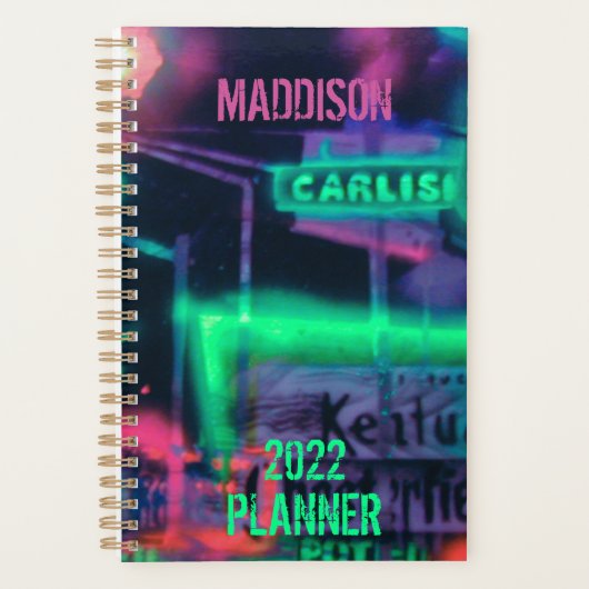 Paarse groene rode neon lights Medley Planner (Voorkant)