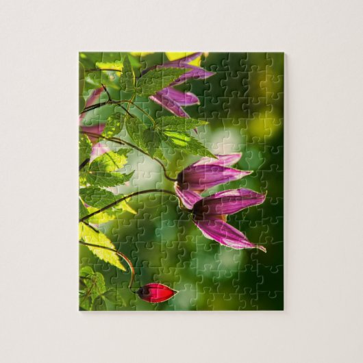 Paarse groene rode planten bloemen groen legpuzzel (Verticaal)