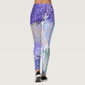 Paarse groene roze Abstracte kunst Leggings (Achterkant)