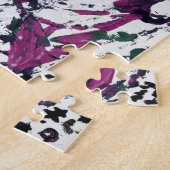 Paarse, groene, roze, marmeren kunstwerken legpuzzel (Zijkant)