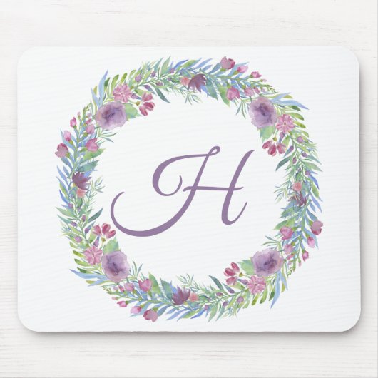 Paarse Groene Roze Monogram Beginletter Muismat (Voorkant)