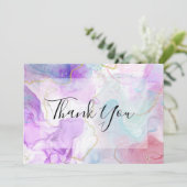 Paarse, groene, roze stromende kleuren dank u bedankkaart (Staand voorkant)