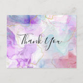 Paarse, groene, roze stromende kleuren dank u briefkaart (Voorkant)
