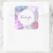 Paarse, groene, roze stromende kleuren dank u vierkante sticker (Tas)