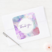 Paarse, groene, roze stromende kleuren dank u vierkante sticker (Envelop)