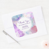 Paarse, groene, roze stromende kleuren dank u vierkante sticker (Envelop)