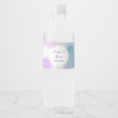 Paarse, groene, roze stromende kleuren die wedden waterfles etiket (Voorkant)