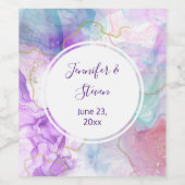 Paarse, groene, roze stromende kleuren die wedden wijn etiket (Enkel label)