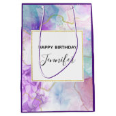 Paarse, groene, roze stromende kleuren klassy Birt Medium Cadeauzakje (Voorkant)