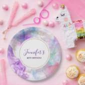 Paarse, groene, roze stromende kleuren klassy Birt Papieren Bordje (Feest)