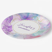 Paarse, groene, roze stromende kleuren klassy Birt Papieren Bordje (Gekanteld)