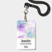 Paarse, groene, roze stromende kleuren legant badge (Voorzijde met lanyard)