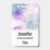 Paarse, groene, roze stromende kleuren legant badge (Achterkant)