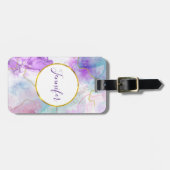 Paarse, groene, roze stromende kleuren legant bagagelabel (Voorkant horizontaal)