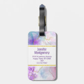 Paarse, groene, roze stromende kleuren legant bagagelabel (Achterkant verticaal)