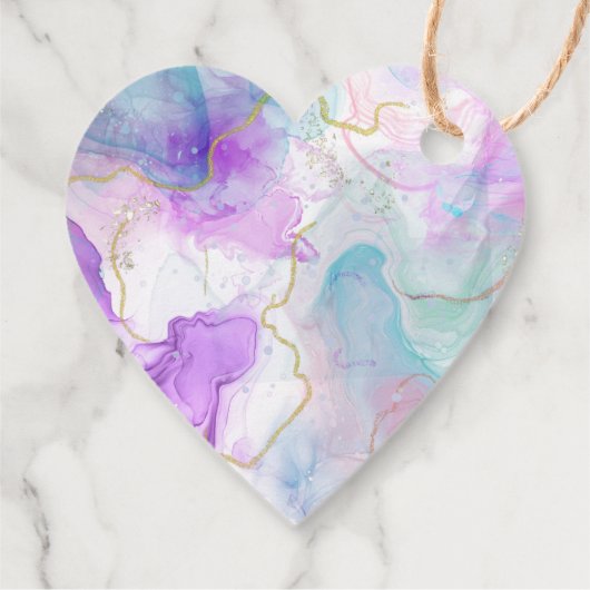 Paarse, groene, roze stromende kleuren legant bedankjes labels (Achterkant)