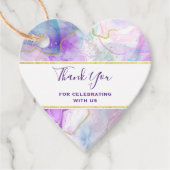 Paarse, groene, roze stromende kleuren legant bedankjes labels (Voorkant)