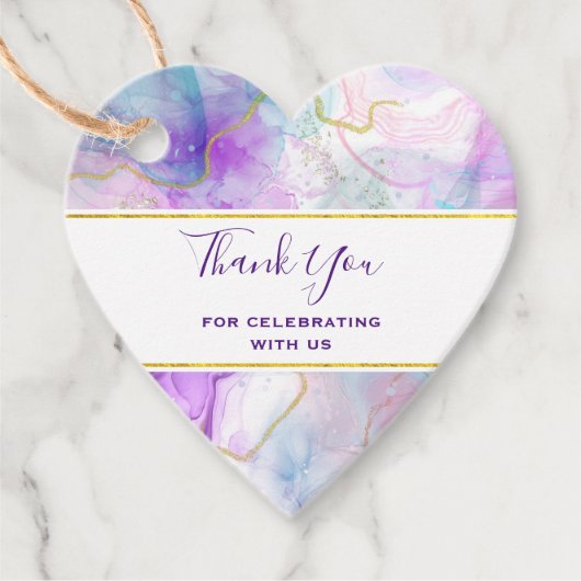 Paarse, groene, roze stromende kleuren legant bedankjes labels (Voorkant)