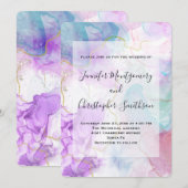 Paarse, groene, roze stromende kleuren legant brui kaart (Voorkant / Achterkant)