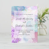 Paarse, groene, roze stromende kleuren legant brui kaart (Staand voorkant)