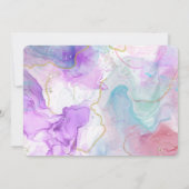 Paarse, groene, roze stromende kleuren legant brui save the date (Achterkant)