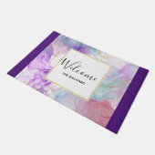 Paarse, groene, roze stromende kleuren legant deurmat (Schuin)