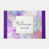 Paarse, groene, roze stromende kleuren legant deurmat (Voorkant)