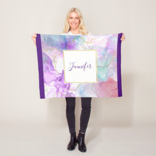 Paarse, groene, roze stromende kleuren legant fleece deken