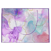 Paarse, groene, roze stromende kleuren legant groot cadeauzakje (Voorkant)