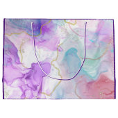 Paarse, groene, roze stromende kleuren legant groot cadeauzakje (Achterkant)