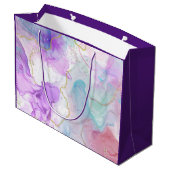 Paarse, groene, roze stromende kleuren legant groot cadeauzakje (Achterkant Gekanteld)