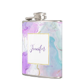 Paarse, groene, roze stromende kleuren legant heupfles (Links)