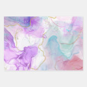 Paarse, groene, roze stromende kleuren legant inpakpapier vel (Voorkant)