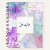 Paarse, groene, roze stromende kleuren legant notitieboek (Voorkant)