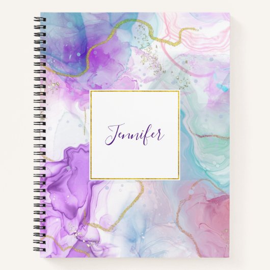 Paarse, groene, roze stromende kleuren legant notitieboek (Voorkant)