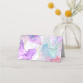 Paarse, groene, roze stromende kleuren legant plaatskaartje (Achterkant)